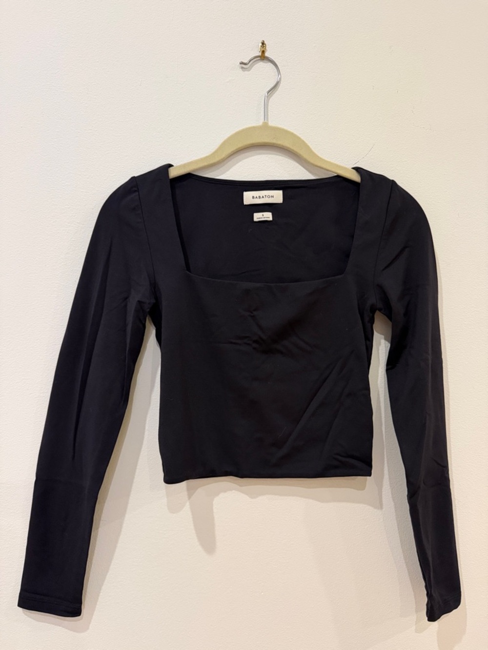 Aritzia Black Square-Neck Long Sleeve Contour Top